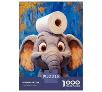 Rompecabezas para Adolescentes De 1000 Piezas Elephant with Toilet Paper on Head Rompecabezas para Adultos Juguete Decoración De Pared Corte De Precisión para Cumpleaños, Navidad 38x26cm/1000pcs