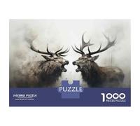 Rompecabezas para Adolescentes De 1000 Piezas Elk Antlers Fighting in Forest Rompecabezas para Adolescentes Juegos Relajantes Decoración Perfecta Regalos De Cumpleaños Y Únicos 70x50cm/1000pcs