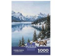 Rompecabezas para Adolescentes De 1000 Piezas Elk in A Snowy Mountain Landscape Rompecabezas para Adultos Juego Práctico Pero Divertido Y Humorístico Regalo De Cumpleaños, Regalos, 52x38cm/1000pcs