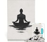 Rompecabezas para Adolescentes de 1000 Piezas en Blanco y Negro con Silueta de Yoga, Juegos relajantes, Actividades Familiares, con póster y Hoja de Preguntas a Juego 50x75cm