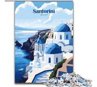 Rompecabezas para Adolescentes de 1000 Piezas en Santorini, Grecia Análisis y lógica con Piezas aleatorias Que se entrelazan para Mayores de 14 años 50x75cm