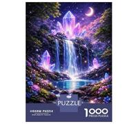 Rompecabezas para Adolescentes De 1000 Piezas Enchanted Crystal Waterfall at Night Rompecabezas para Adultos Juguete Decoración De Pared Corte De Precisión para Cumpleaños, Navidad 70x50cm/1000pcs