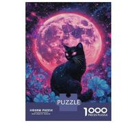 Rompecabezas para Adolescentes De 1000 Piezas Enchanted Moonlit Cat Rompecabezas para Adolescentes Juegos Relajantes para La Diversión Familiar Juego Desafiante Regalos 52x38cm/1000pcs