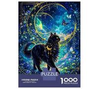 Rompecabezas para Adolescentes De 1000 Piezas Enchanting Black Cat Under A Celestial Moon Rompecabezas para Adolescentes Juego Familiar Desafío Difícil Cumpleaños Y Navidad 70x50cm/1