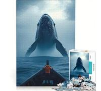 Rompecabezas para Adolescentes de 1000 Piezas Encuentro con Ballenas en el mar Juego de ingenio para la interacción Entre Padres e Hijos Regalo de cumpleaños 50x75cm