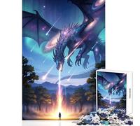 Rompecabezas para Adolescentes de 1000 Piezas Encuentro con el dragón cósmico en el Bosque Juego Educativo Decoración para el hogar Juguetes para el hogar Entrena tu Cerebro y Tus Manos (38x26cm)