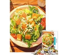 Rompecabezas para Adolescentes de 1000 Piezas Ensalada César Fresca sobre Mesa de Madera Juguetes adictivos para Cultivar la Paciencia Juego de ingenio Decoración Perfecta Regalo Divertido (38x26cm)