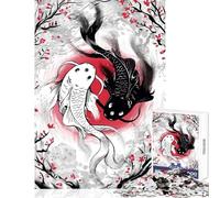 Rompecabezas para Adolescentes de 1000 Piezas Equilibrio de Peces koi Yin Yang Juego de ingenio Regalos de Amigo Invisible Actividades Familiares (50x75cm)
