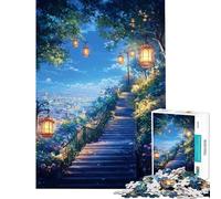 Rompecabezas para Adolescentes de 1000 Piezas Escalera Nocturna hacia Las Luces de la Ciudad Difícil y desafiante Juego Familiar Apto para Mayores de 14 años (38x26cm)