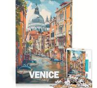 Rompecabezas para Adolescentes de 1000 Piezas Escena de los Canales de Venecia Juego práctico difícil y desafiante Regalo Ideal para los más aventureros 38x52cm