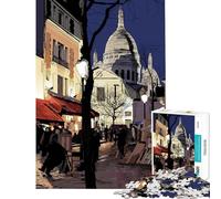 Rompecabezas para Adolescentes de 1000 Piezas Escena Nocturna de la Calle Montmartre Rompecabezas para Adultos Juego de ingenio Corte de precisión cumpleaños (Tamaño 38x52cm)