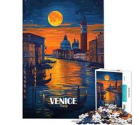 Rompecabezas para Adolescentes de 1000 Piezas Escena Nocturna de Venecia Italia Juego Familiar Juguetes educativos Regalos para Mujeres y Hombres para Toda la Familia (Tamaño 50x75cm)