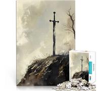 Rompecabezas para Adolescentes de 1000 Piezas Espada escénica del Caballero Solitario Juego Intelectual Regalos de cumpleaños 38x26cm