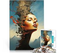 Rompecabezas para Adolescentes de 1000 Piezas Espejismo de Sirena Surrealista Juegos educativos Juguetes de decoración del hogar 38x26cm