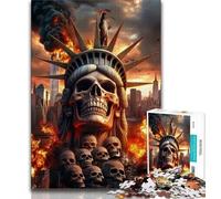 Rompecabezas para Adolescentes de 1000 Piezas, Esqueleto de la Estatua de la Libertad, Juguetes educativos, Juegos para aliviar el estrés, Regalos geniales y Juguetes, 38x26cm