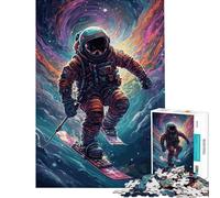 Rompecabezas para Adolescentes de 1000 Piezas Esquiador Astronauta Espacio Un Reto para completar Una Obra de Arte Juguete Educativo Apto para Mayores de 14 años (50x75cm)