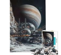 Rompecabezas para adolescentes de 1000 piezas Estación espacial en un planeta alienígena Actividades divertidas para hacer en casa Decoración del hogar Juego práctico para mayores de 14 años (38x52cm)