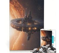 Rompecabezas para Adolescentes de 1000 Piezas Estación Espacial futurista en una Nebulosa Juego práctico para divertirse en Familia cumpleaños y Navidad 50x75cm