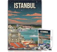 Rompecabezas para Adolescentes de 1000 Piezas, Estambul, Turquía, Paisaje Urbano Nocturno, Juegos Familiares, decoración del hogar, Regalos de cumpleaños, tamaño 38x26cm
