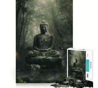 Rompecabezas para Adolescentes de 1000 Piezas Estatua de Buda en un Bosque,Piezas de Ajuste preciso,Juguete lógico y Divertido,Juego Tranquilo,Juego de cumpleaños artístico (50x75cm)