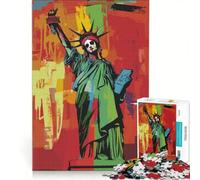 Rompecabezas para Adolescentes de 1000 Piezas Estatua de la Libertad con Calavera Juguete Educativo para divertirse en Familia para Fortalecer el Amor Entre Parejas 50x75cm