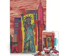 Rompecabezas para Adolescentes de 1000 Piezas Estatua de la Libertad de Nueva York Arte Urbano Juego práctico Actividades Familiares Gran Regalo para los Amantes de los Videojuegos 38x26cm