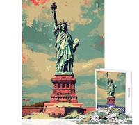 Rompecabezas para Adolescentes de 1000 Piezas Estatua de la Libertad Juguetes antiestrés Vintage Regalos de cumpleaños Juego práctico Lista de Deseos con Papá Noel Tamaño 38x26cm