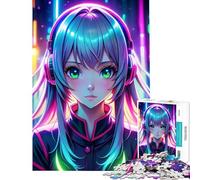 Rompecabezas para Adolescentes de 1000 Piezas Estilo Anime neón Chica Gamer desafiante de completar difícil Juguetes de decoración para el hogar para Mayores de 14 años (38x26cm)