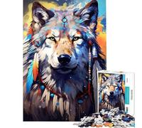 Rompecabezas para Adolescentes de 1000 Piezas Estilo Bohemio Espiritual Lobo Ayuda a ejercitar el Cerebro Juego Familiar difícil Apto para Mayores de 14 años (38x26cm)