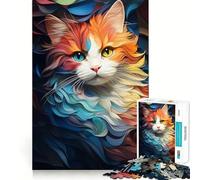 Rompecabezas para Adolescentes de 1000 Piezas,Estilo impresionista Abstracto de Gato,Bordes impecables,Divertido Juego Mental,Regalo Acogedor,decoración navideña para la Pared (50x75cm)