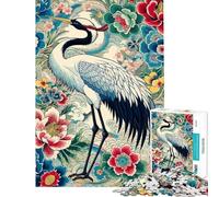 Rompecabezas para Adolescentes de 1000 Piezas Estilo japonés Ukiyo-E con diseño de grullas y Flores Rompecabezas para Adultos Juegos relajantes Ideal para armar cumpleaños