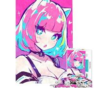 Rompecabezas para Adolescentes de 1000 Piezas Estilo Kawaii con Cabello Rosa y diseño de Nekomimi Juego Familiar Juguetes adictivos para Cultivar la Paciencia Un fantástico Una verdadera Obra de Arte