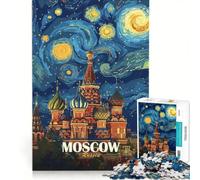Rompecabezas para Adolescentes de 1000 Piezas Estilo Noche Estrellada de Moscú Rusia Juego de ingenio Actividades Divertidas para Hacer en casa Regalo para Mujeres 50x75cm