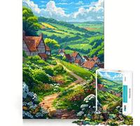 Rompecabezas para Adolescentes de 1000 Piezas,Estilo Pueblo Europeo,Pixel Art,Ajuste, Juego de ingenio,diversión y Entretenimiento, (50x75cm)