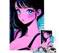 Rompecabezas para Adolescentes de 1000 Piezas Estilo Retro con una Hermosa Chica Anime Ideal para Jugar en Familia Un Juego desafiante un Gran Regalo para aliviar el estrés (tamaño 38x26cm)