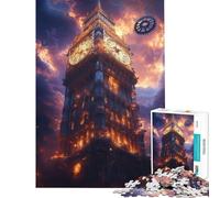 Rompecabezas para Adolescentes de 1000 Piezas Estilo Steampunk Big Ben con Engranajes Ayuda a ejercitar el Cerebro Juguete de Montaje decoración de Pared para Mayores de 14 años 38x26cm