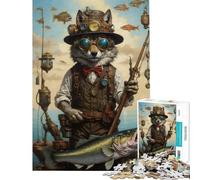 Rompecabezas para Adolescentes de 1000 Piezas Estilo Steampunk Lobo pescando Juguetes educativos Juegos relajantes desafío difícil Regalos de cumpleaños (tamaño 38x26cm)