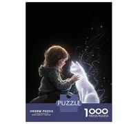 Rompecabezas Para Adolescentes De 1000 Piezas Ethereal Bond - Glowing Cat And Child Art - Mystical Connection Portrait Rompecabezas Para Adultos Juegos Familiares Desafío Difícil Regalos De Cumpleaños