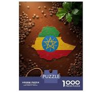 Rompecabezas para Adolescentes De 1000 Piezas Ethiopia Coffee Bean Flag Art Rompecabezas para Adultos Juegos Relajantes Una Obra De Arte Cumpleaños 52x38cm/1000pcs