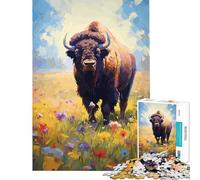Rompecabezas para Adolescentes de 1000 Piezas Familia de bisontes Americanos Juguete adictivo para Cultivar la Paciencia Gran Regalo para Juegos Mejora la Memoria (Tamaño 50x75cm)