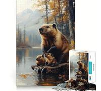 Rompecabezas para Adolescentes de 1000 Piezas Familia de castores de The Autumn Lake Corte Premium Diversión,lógica,Habilidad,Juego fácil,Tiempo de Juego,decoración navideña (50x75cm)