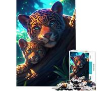 Rompecabezas para Adolescentes de 1000 Piezas Familia de jaguares en el Bosque Juego de ingenio Educativo Juguete desafiante Regalo de cumpleaños Ideal para Parejas (tamaño 50x75cm)