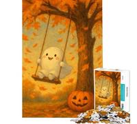 Rompecabezas para Adolescentes de 1000 Piezas Fantasma Adorable en un Columpio con Calabaza Ayuda a ejercitar el Cerebro Juego de ensamblaje de Patrones para Relajarse Apto para Mayores de 14 años