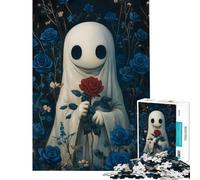 Rompecabezas para Adolescentes de 1000 Piezas Fantasma con Rosa roja Desafío Educativo Regalos para Mujeres Juego Educativo para Mayores de 14 años 38x52cm