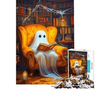 Rompecabezas para Adolescentes de 1000 Piezas Fantasma Leyendo en una Biblioteca Rompecabezas para Adultos Juegos Familiares patrón de Montaje Oferta como Regalo para Toda la Familia (tamaño 38x26cm)