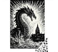 Rompecabezas para Adolescentes De 1000 Piezas Fantasy Dragon Castle Art Print Rompecabezas Juego De Ingenio Análisis Y Lógica Actividades Divertidas En Casa 70x50cm/1000pcs