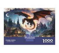 Rompecabezas para Adolescentes De 1000 Piezas Fantasy Dragon Castle Wall Art Rompecabezas para Adultos Juegos Relajantes Decoración Cumpleaños 52x38cm/1000pcs