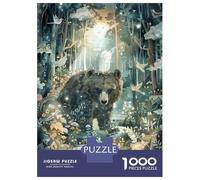 Rompecabezas para Adolescentes De 1000 Piezas Fantasy Forest with Bear Art Print Rompecabezas para Adultos Juguete Decoración De Pared Mejora La Memoria Regalos De Cumpleaños Y Únicos 38x26cm/1000pcs