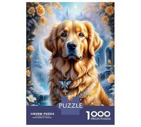 Rompecabezas para Adolescentes De 1000 Piezas Fantasy Golden Retriever Rompecabezas para Adultos Juegos Relajantes Una Obra De Arte Cumpleaños 52x38cm/1000pcs