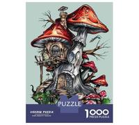 Rompecabezas para Adolescentes De 1000 Piezas Fantasy Mushroom House Tattoo Design Rompecabezas para Adultos Juegos Relajantes Decoración Perfecta Cumpleaños Y Navidad 70x50cm/1000pc
